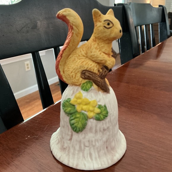 Other - Vintage Porcelain Squirrel Decorative Hand Painted Floral Critter Bell 5"